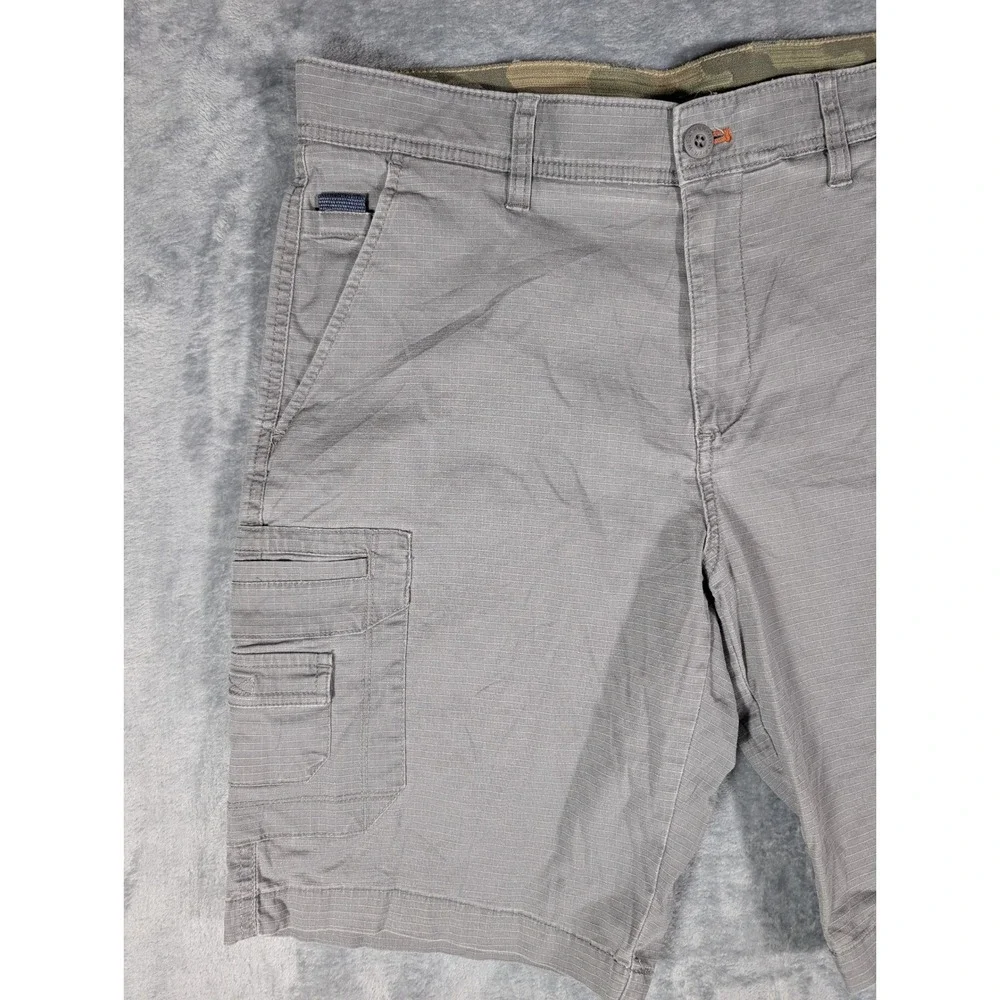 Weatherproof Mens Charcoal Gray Stretch Ripstop Utility Cargo Shorts Size 32